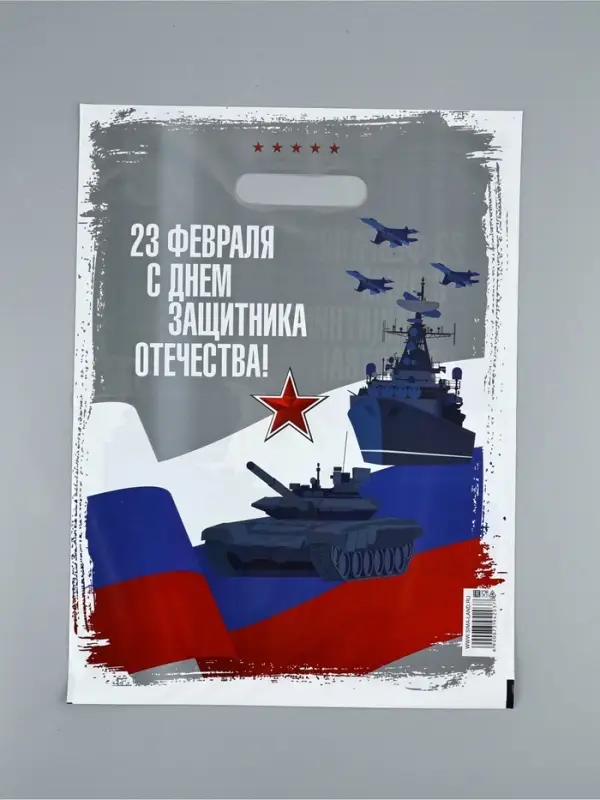 Пакет подарочный &laquo;23 февраля&raquo;, полиэтиленовый, с вырубной ручкой, 30&times;40 см, 50 мкм