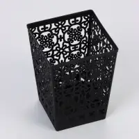 Подставка для столовых приборов &laquo;Арабеска&raquo;, пластик, 9&times;9&times;12 см, чёрная
