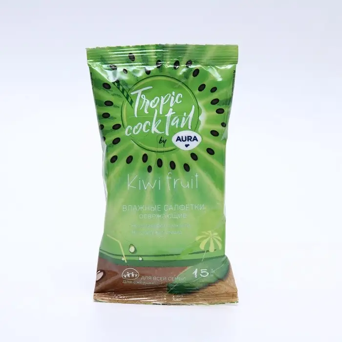Влажные салфетки Aura Tropic Cocktail, освежающие, МИКС, 15 шт. Влажные салфетки Aura Tropic Cocktail, освежающие, МИКС, 15 шт.