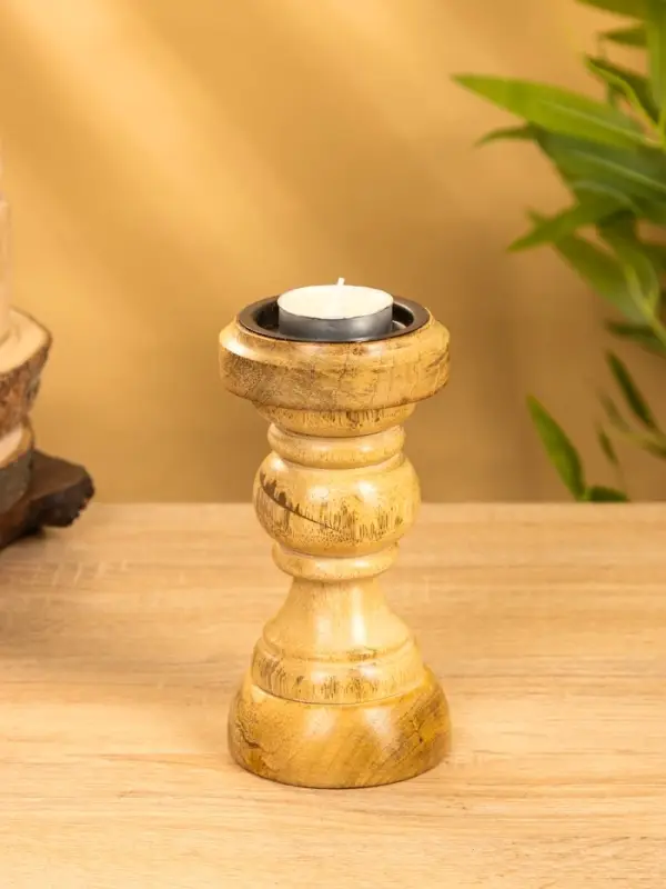 Подсвечник "Стич" 8х8х15,5 см, дерево шишам