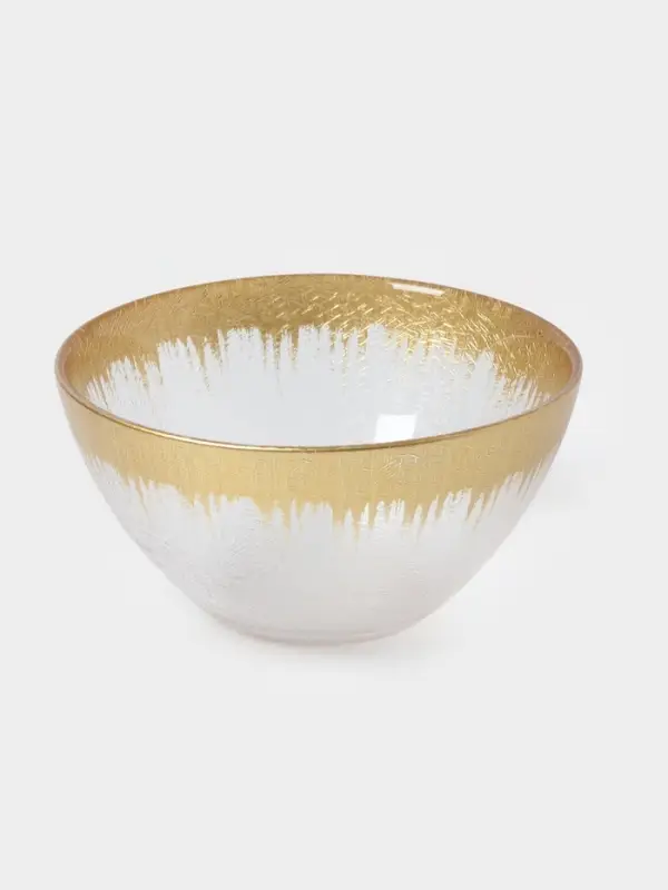 Салатник &laquo;Бурлеск&raquo;, 600 мл, d=15 см, стекло, прозрачный, золотистый