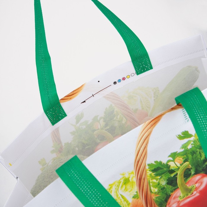 Сумка хозяйственная без застёжки, цвет зелёный/разноцветный Сумка хозяйственная без застёжки, цвет зелёный/разноцветный