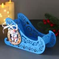 Шкатулка "Сани" с магнитом, 23х10х14 см, синий