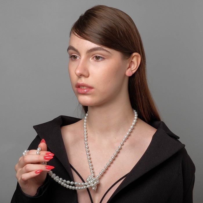 Бусы «Классика» шар №8, цвет белый, L=140 см