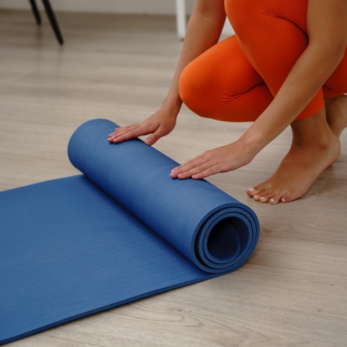 Коврик для йоги Sangh, 183×61×0,8 см, цвет синий Коврик для йоги Sangh, 183×61×0,8 см, цвет синий