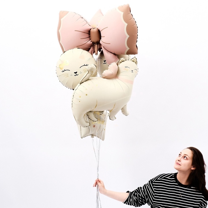 Воздушный шар фольгированный 27" &laquo;Кошечка с бантиком&raquo;, матовый