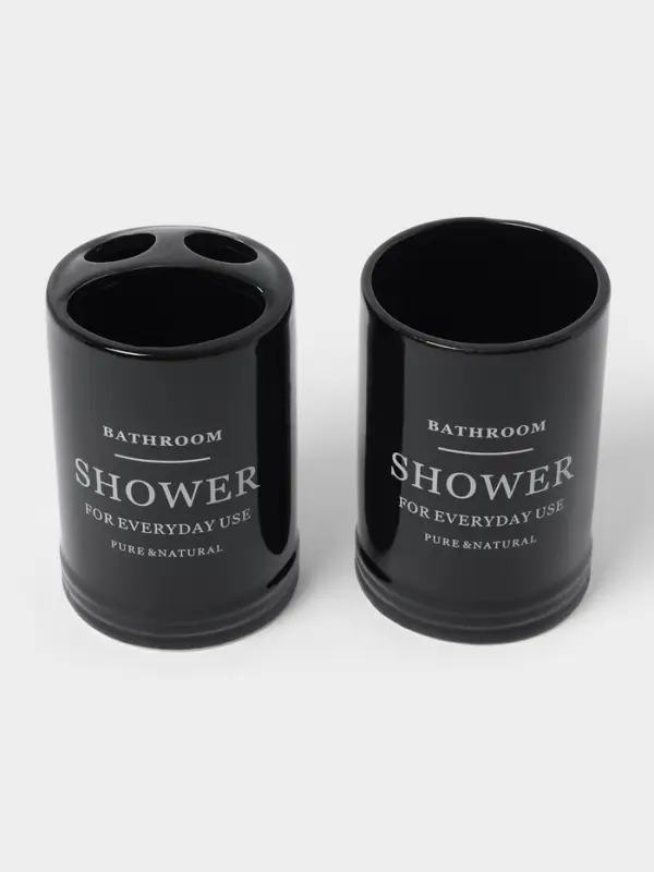 Аксессуары для ванной &laquo;Лофт&raquo;, 4 предмета, мыльница, дозатор для мыла 420 мл, 2 стакана, чёрные