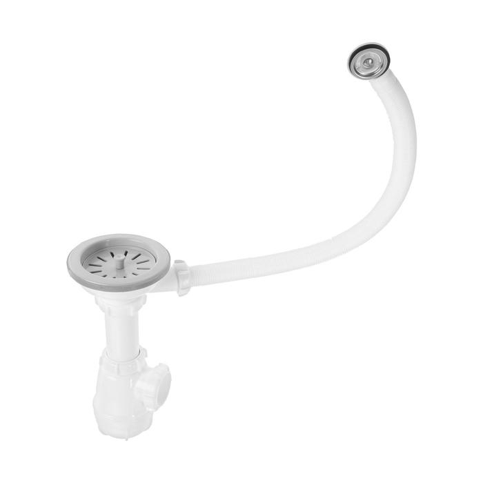 Сифон для мойки Aquant, 3 1/2 Сифон для мойки Aquant, 3 1/2" х 40 мм, с круглым переливом, с пластиковой решеткой d=115 мм