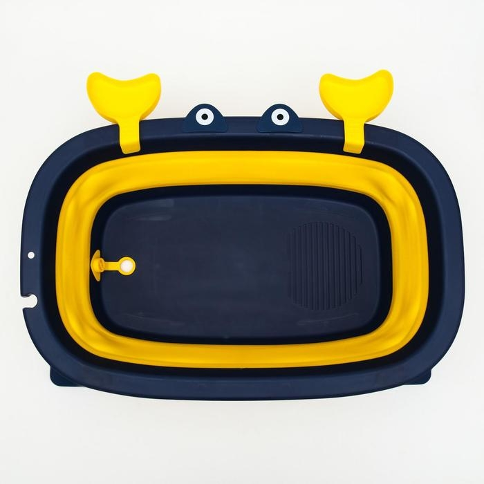 Ванночка детская складная со сливом, «Краб», 67 см., цвет синий/желтый Ванночка детская складная со сливом, «Краб», 67 см., цвет синий/желтый