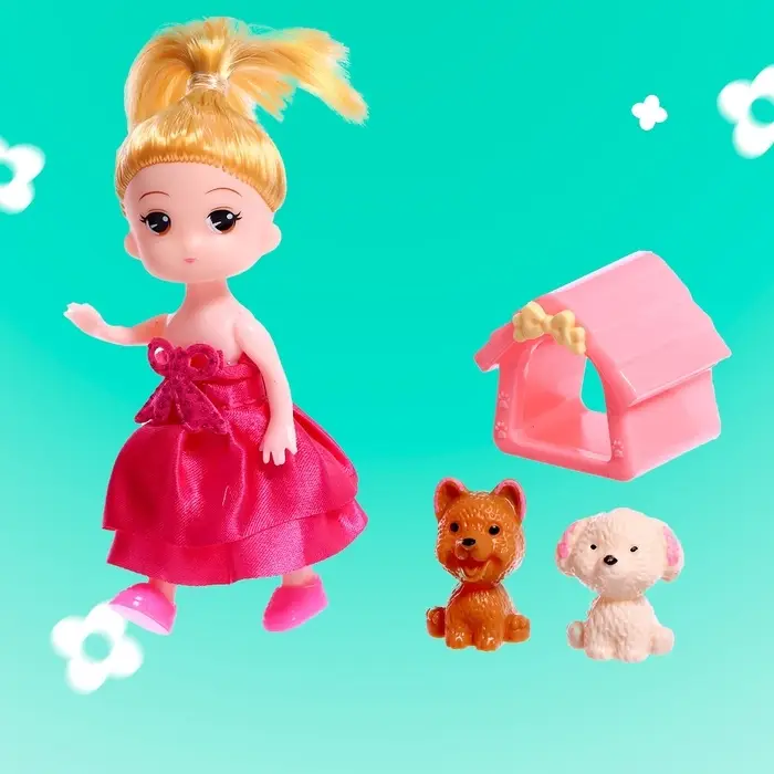 Кукольный домик &laquo;Сказочная жизнь на вилле&raquo; с куклой, питомцами и аксессуарами, светится в темноте