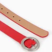 Ремень жен, 06-01-02-01, 3,5*0,3*110 см, без винта, пряжка серебро, 1 прокол, красный
