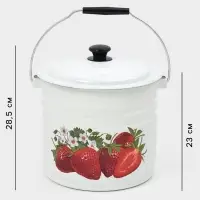 Ведро эмалированное, 10 л, с крышкой и ручкой, белое