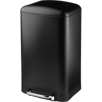 Ведро мусорное с педалью и доводчиком Luscan 30л,черное,прямоуг,металл