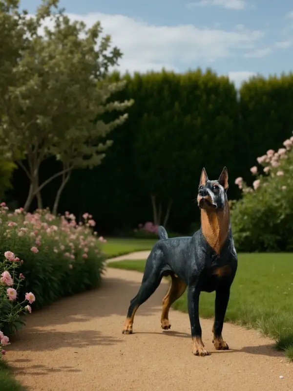 Садовая фигура из полистоуна &laquo;Собака Доберман&raquo;, 45&times;19&times;46 см