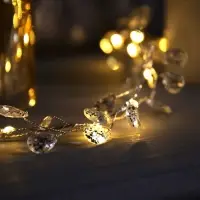 Гирлянда &laquo;Мишура&raquo; 1.2 м, роса с насадками &laquo;Кристаллы&raquo;, IP20, серебристая нить, 20 LED, от батареек CR2032&times;2, свечение тёплое белое