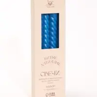 Свечи витые &laquo;Синие&raquo;, набор 4 шт., лакированные, 2.2&times;25 см