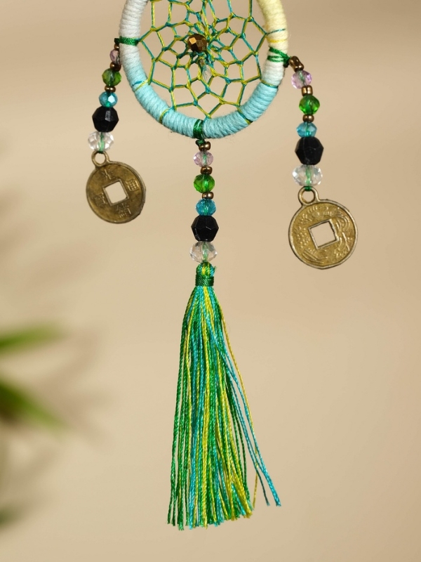 Брелок Брелок "Ловец снов" 4х15 см. жёлто-голубой