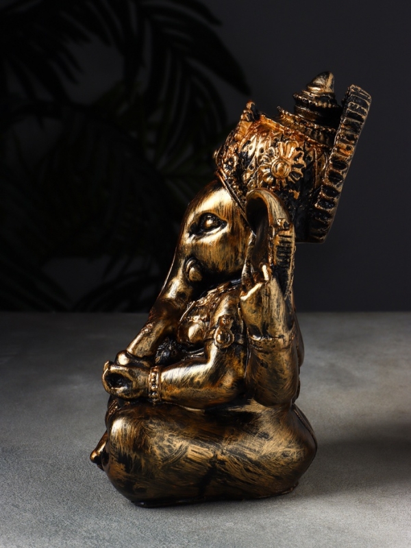 Фигура Фигура "Слон Ганеша" 22х20х12 см, тёмное золото