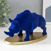 Фигура полистоун &laquo;Синий носорог на подставке&raquo;, флок, 12.8&times;22.5&times;13.5 см