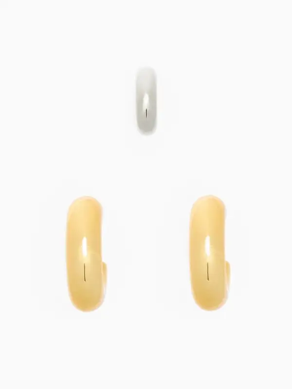 Серьги кольца и каффы QF &laquo;Бублик&raquo;, набор, цвет серебро, золото