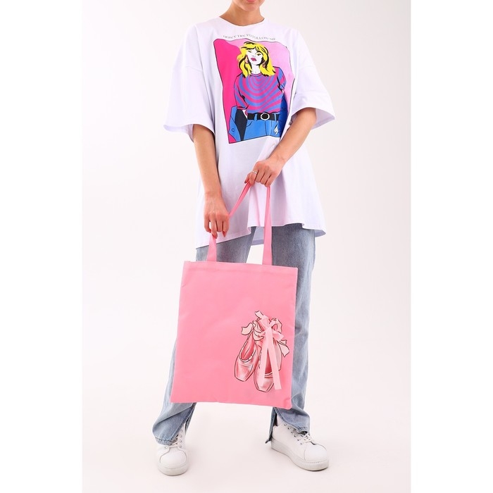 Шопер «Пуанты», 35 х 0,5 х 40 см, с лентой, цвет розовый Шопер «Пуанты», 35 х 0,5 х 40 см, с лентой, цвет розовый