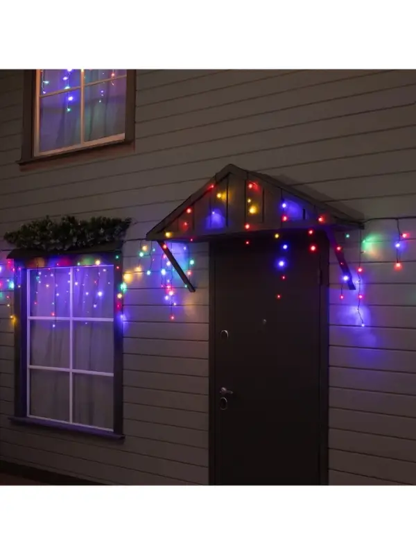 Гирлянда &laquo;Бахрома&raquo; 12&times;0.7 м, IP44, УМС, тёмная нить, 240 LED, свечение мульти, 220 В