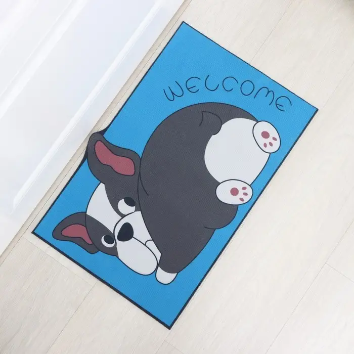 Коврик влаговпитывающий придверный &laquo;Доляна. Бульдог&raquo;, без окантовки, 38&times;57 см, синий