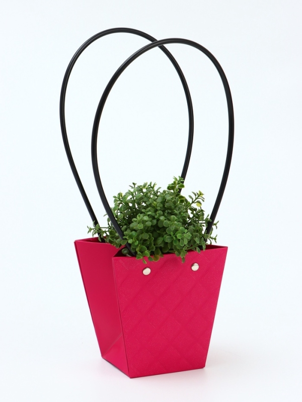 Сумка для цветов тиснение малина влагостойкая, 12x12-8x8-12.5 см Сумка для цветов тиснение малина влагостойкая, 12x12-8x8-12.5 см