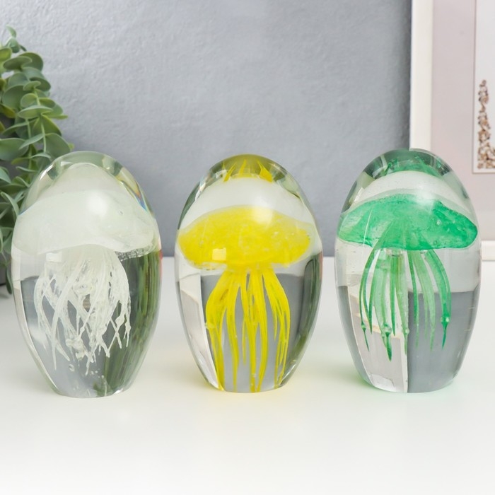 Сувенир стекло пресс-папье Сувенир стекло пресс-папье "Медуза" МИКС 11,5х7х7 см