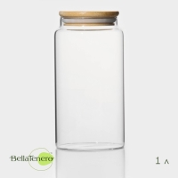 Банка стеклянная для хранения сыпучих продуктов BellaTenero «Эко», 1 л, 9,5×18 см, с бамбуковой крышкой