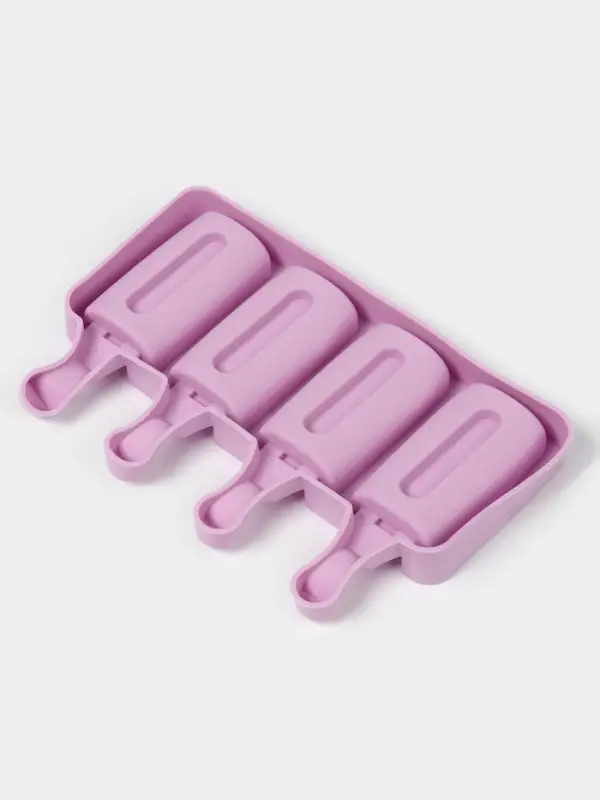 Форма для мороженого Доляна &laquo;Эскимо&raquo;, силикон, 19.5&times;11 см, 4 ячейки (6.8&times;3.5 см), белая