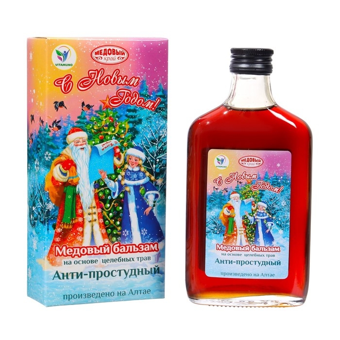 Новый год. Новогодний медовый бальзам алтайский  Новый год. Новогодний медовый бальзам алтайский "Анти-простудный", 250 мл