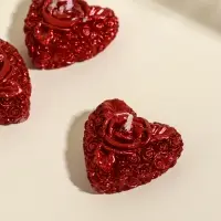 Набор свечей декоративных &laquo;Сердце с розой&raquo;, 3 шт., 5&times;2.5 см, красный