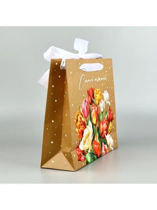 Пакет ламинированный с лентой &laquo;Самой нежной&raquo;, M 30&times;9&times;26 см