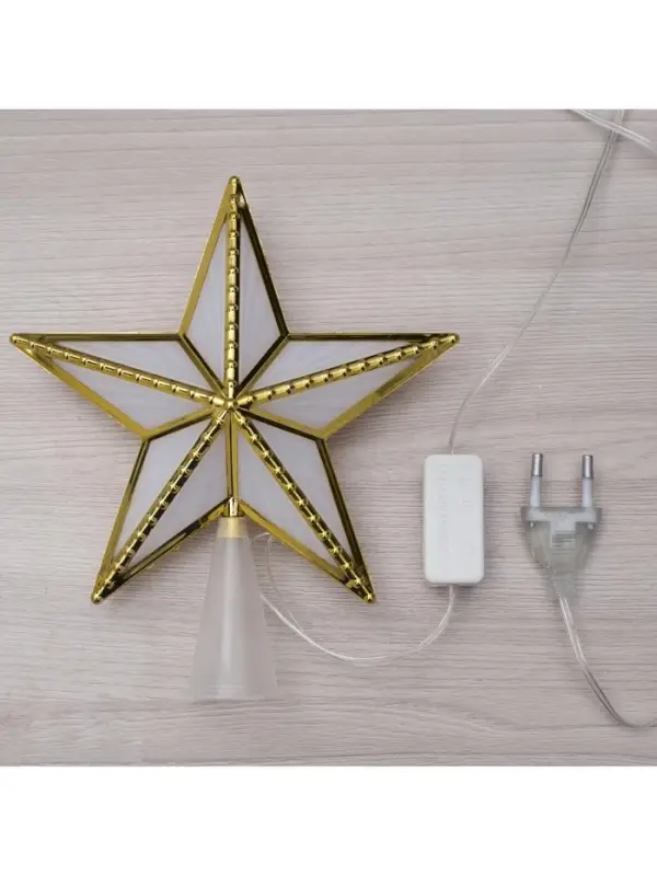Светодиодная верхушка на ёлку &laquo;Звезда золотистая&raquo;, 15 см, 10 LED, 220 В, свечение мульти