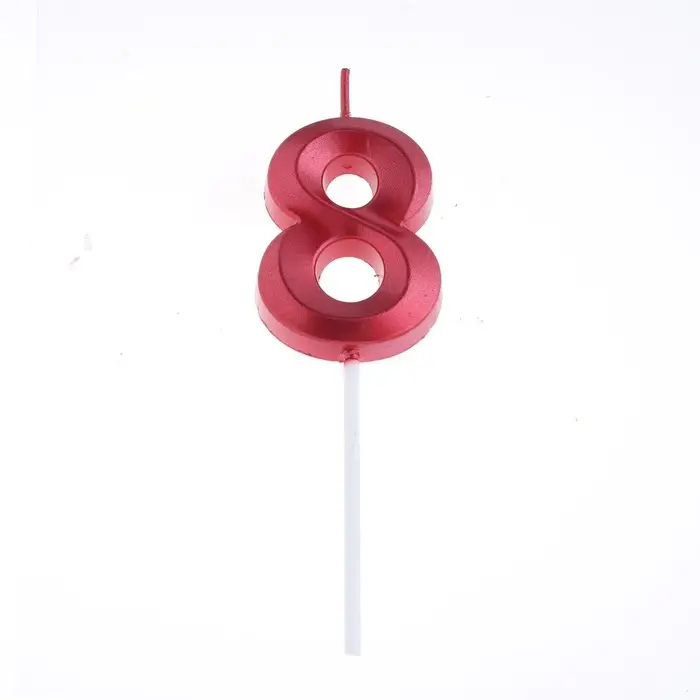 Свеча в торт на шпажке «Цифра 8», красная, 5 см Свеча в торт на шпажке «Цифра 8», красная, 5 см