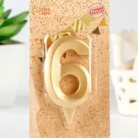Свеча в торт «Цифра 6», золотая, 6.5 см