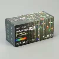 Гирлянда &laquo;Бахрома&raquo; 3&times;0.6 м, IP44, УМС, белая нить, 160 LED, свечение мульти, 220 В