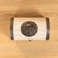 Сундучок "Солнце ацтеков" 19х12х11 см, манговое дерево, белый антик Сундучок "Солнце ацтеков" 19х12х11 см, манговое дерево, белый антик