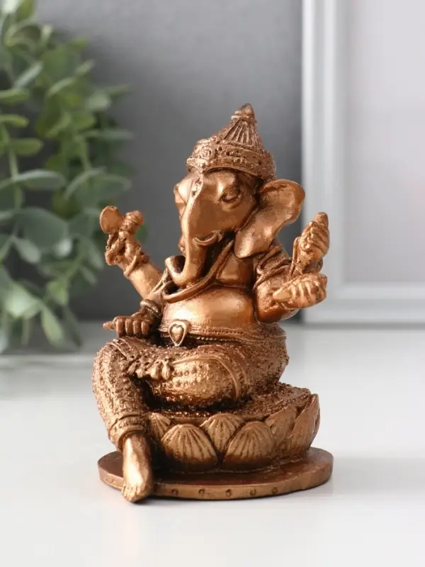 Фигура «Ганеш на лотосе», 10.5×9×8 см, бронза