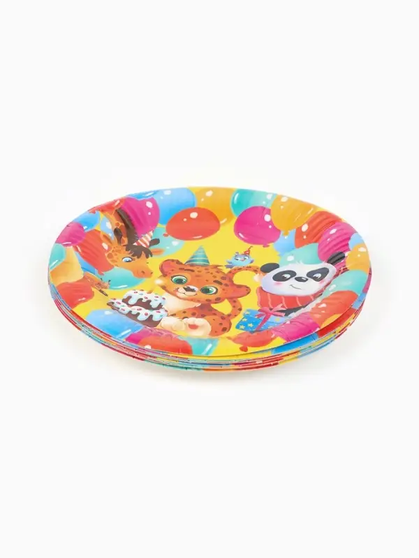 МП Набор бумажной посуды МП Набор бумажной посуды "С Днём рождения, весёлые зверята", желтый , 12 персон