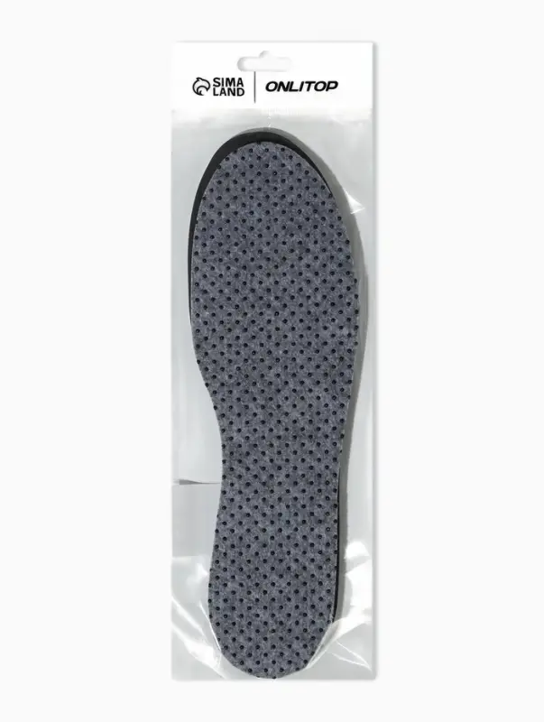 Стельки для обуви, утеплённые, универсальные, двухслойные, р-р RU до 46 (р-р Пр-ля до 46), 29 см, пара, серые