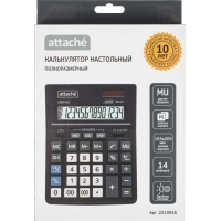 Калькулятор настольный Attache CDB1401-BK 14-разрядный черный 205x155x35 мм