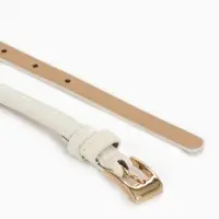 Ремень женский тонкий, 110&times;1.3 см, классическая пряжка металл, золотистая, белый