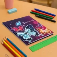 Дневник школьный для 5-11 классов, &laquo;Бабочки&raquo;, твёрдая обложка 7БЦ, глянцевая ламинация, 48 листов