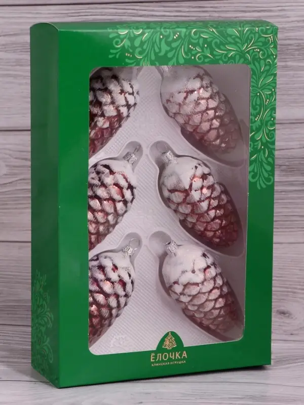 Ёлочные игрушки &laquo;Шишки сосновые&raquo; микс, (набор 6 шт.) h=9 см