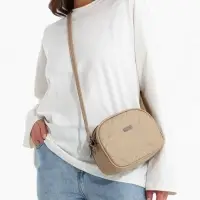 Сумка женская кросс-боди на молнии, 19&times;7&times;15 см, в клетку, бежевая