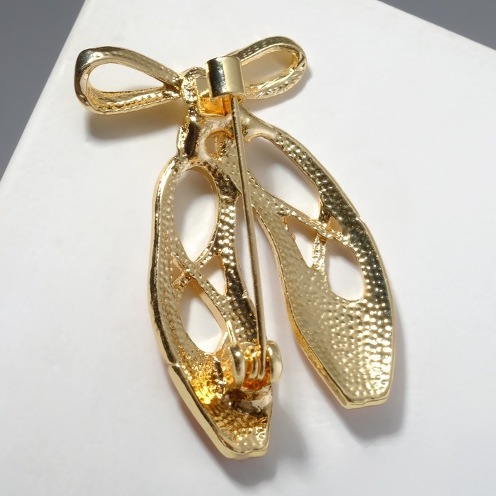 Брошь «Пуанты», цвет розовый в золоте Брошь «Пуанты», цвет розовый в золоте