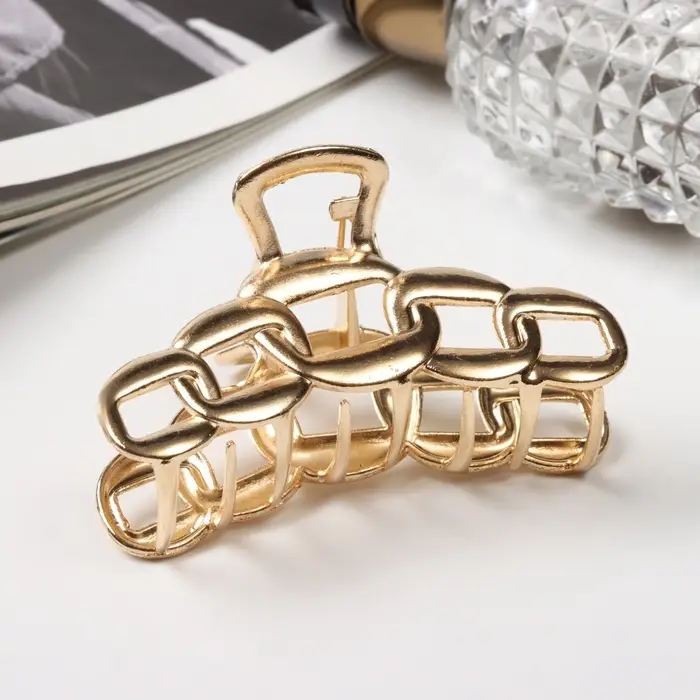 Крабик для волос &laquo;Кара&raquo;, звенья, 7 см, золотистый