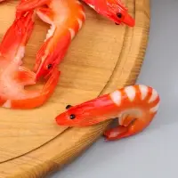 Муляж "Креветка" (фасовка по 10 шт) 7,5 см, красно-розовый